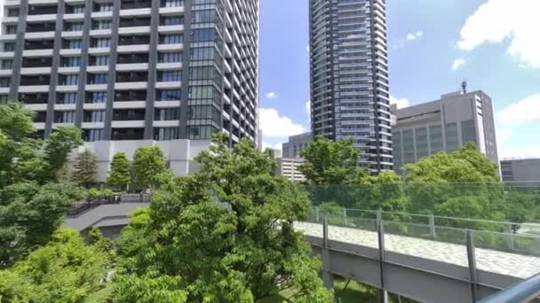Tokio High Rise Appartement Tower Mansion Lucht Bewolkt — Stockvideo