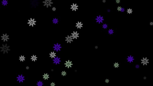 Κρύσταλλοι Χιονιού Χειμερινά Σωματίδια Κινούμενα Γραφικά Κίνησης — Αρχείο Βίντεο