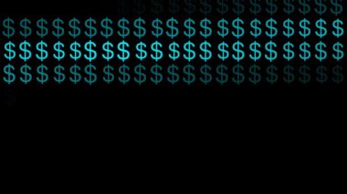 Dolar işareti simgesi Parçacık Para figürü hareket grafikleri