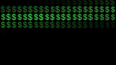 Dolar işareti simgesi Parçacık Para figürü hareket grafikleri