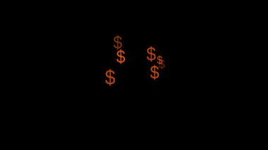 Dolar işareti simgesi Parçacık Para figürü hareket grafikleri