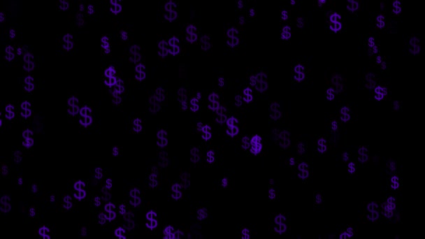 Dolar Işareti Simgesi Parçacık Para Figürü Hareket Grafikleri — Stok video