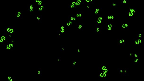 Dollar Mark Icon Particle Money Figure Motion Graphics — Stock Video
