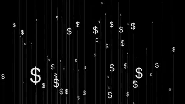 Ikona Znaku Dolara Cząstka Pieniądze Figurka Grafika Ruchu — Wideo stockowe