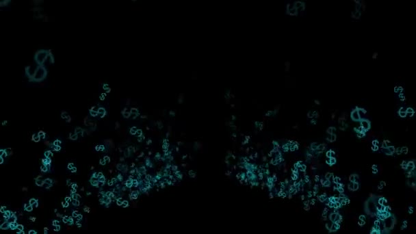 ドルマークのアイコン粒子マネーフィギュアモーショングラフィックス — ストック動画