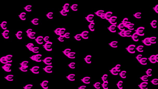 欧元标记图标粒子货币数字运动图形 — 图库视频影像