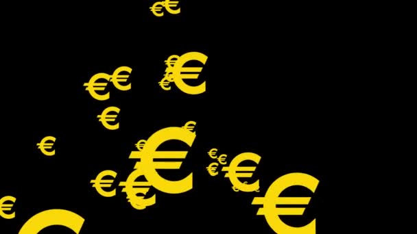 Euro Mark Icon Частинки Гроші Ясовують Графіку Руху — стокове відео