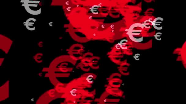 Euro Mark Ikon Részecske Pénz Figura Mozgás Grafika — Stock videók