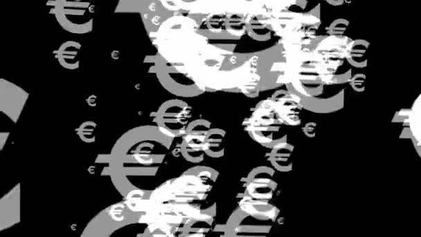Euro Mark Icon Particle Money Figure Motion Graphics — Video Stock