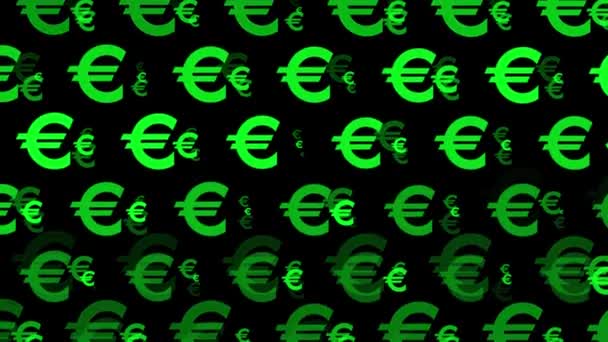 Euro Mark Ikon Részecske Pénz Figura Mozgás Grafika — Stock videók