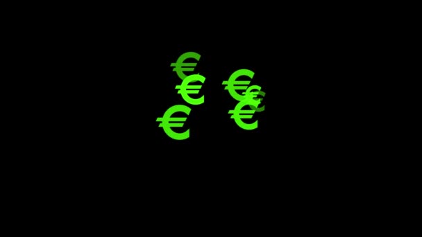 Ikona Euro Znak Cząstka Pieniądze Figurka Grafika Ruchu — Wideo stockowe
