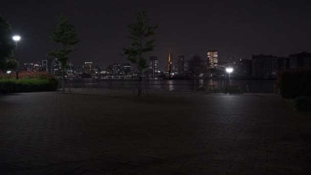 Tokyo Toyosu Gururi Park Night View 2022 Juni — Stockvideo