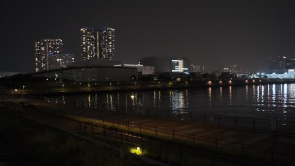 Tokyo Toyosu Gururi Park Night View 2022 6月20日 — 图库视频影像