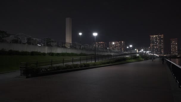 Tokyo Toyosu Gururi Park Night View 2022 6月20日 — 图库视频影像