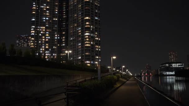 Tokyo Toyosu Gururi Park Gece Manzarası 2022 Haziran — Stok video