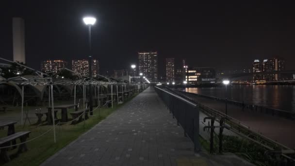 Tokyo Toyosu Gururi Park Vista Nocturna 2022 Junio — Vídeos de Stock