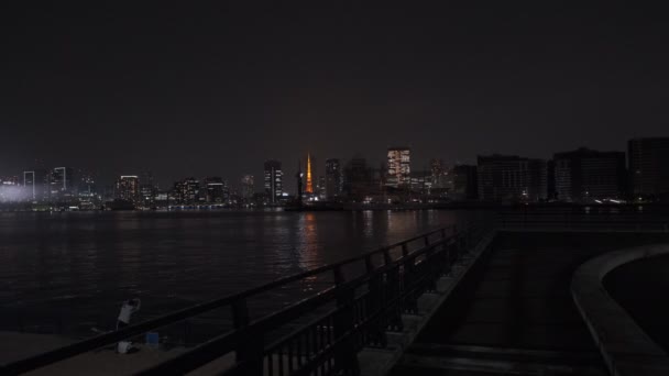 Tokyo Toyosu Gururi Park Night View 2022 Juni — Stockvideo