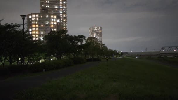 Tokyo Arakawa Riverbed Vista Nocturna 2022 — Vídeos de Stock