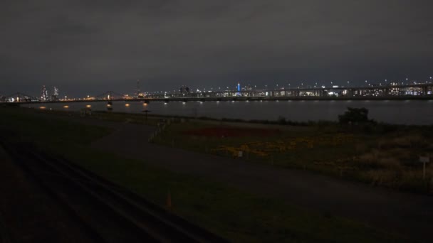 Tokyo Arakawa Koryto Rzeki Night View 2022 — Wideo stockowe