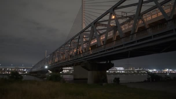 Tokyo Arakawa Nehir Yatağı Gece Manzarası 2022 — Stok video