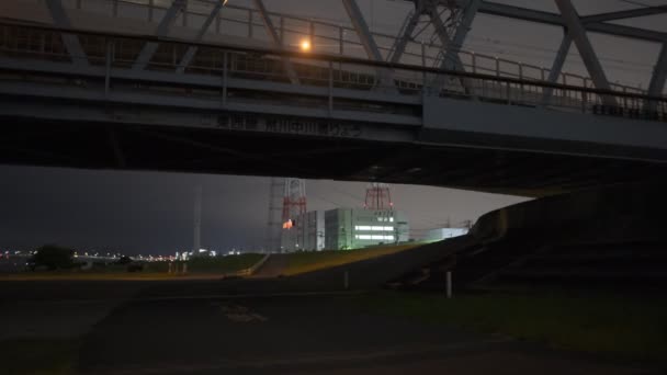 Tokyo Arakawa Rivierbedding Nachtzicht 2022 — Stockvideo