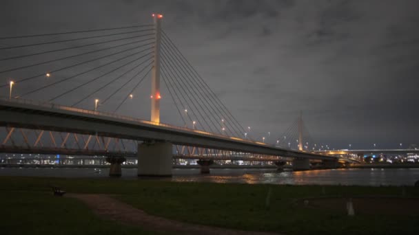 Tokyo Arakawa Nehir Yatağı Gece Manzarası 2022 — Stok video