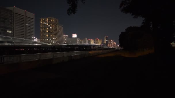 Tokio Shinagawa Wybrzeże Widok Nocny 2022 — Wideo stockowe