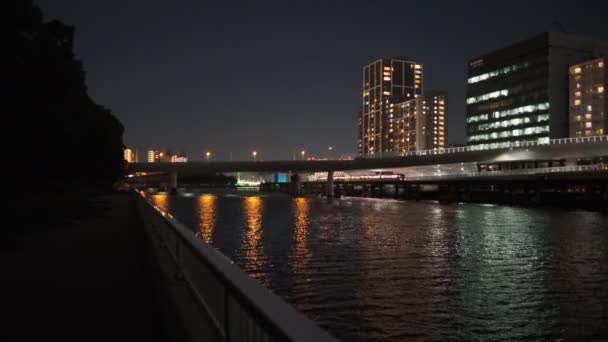 Tokio Shinagawa Wybrzeże Widok Nocny 2022 — Wideo stockowe