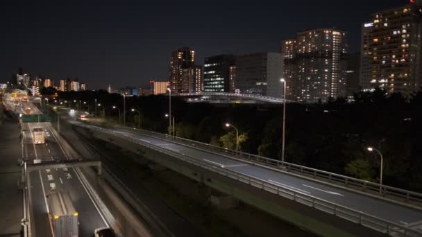 Tokyo Shinagawa Deniz Kenarı Gece Manzarası 2022 — Stok video