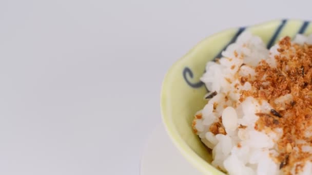 Japanischer Bonito Flockt Katsuobushi Reis — Stockvideo