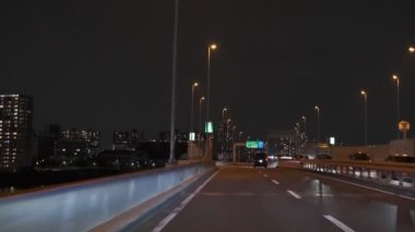 Tokyo Metropolitan Otoyolu Gece Manzaralı Japon Otoyolu