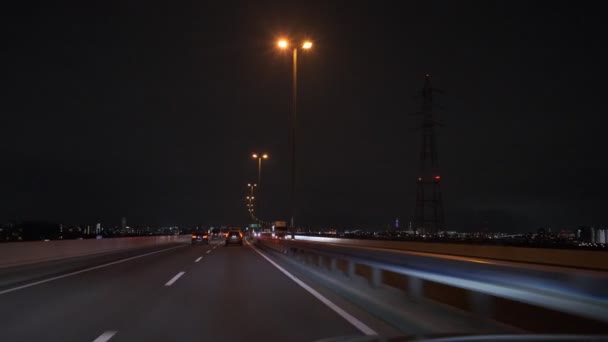 Tokyo Metropolitan Expressway Conducción Coches Night View Japan Shutoko Highway — Vídeo de stock