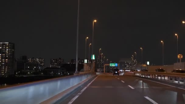 Tokyo Metropolitan Expressway Guida Auto Vista Notturna Giappone Shutoko Highway — Video Stock