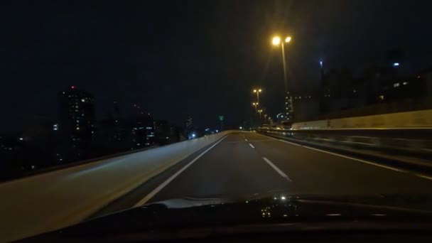 Движение Скоростной Автомагистрали Токио Ночное Время Перекрыто — стоковое видео