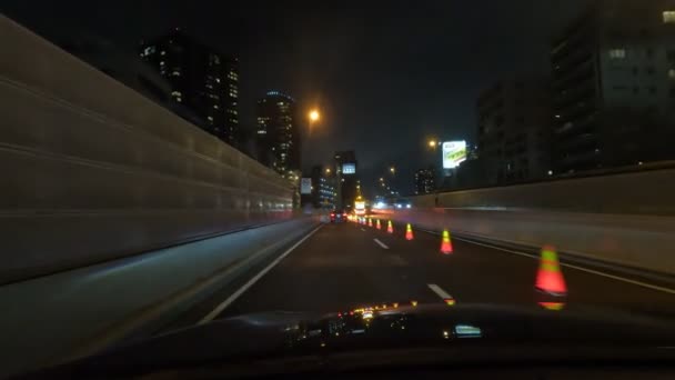 Tokyo Metropolitan Expressway Auto Rijden Nachtzicht Japan Shutoko Highway — Stockvideo