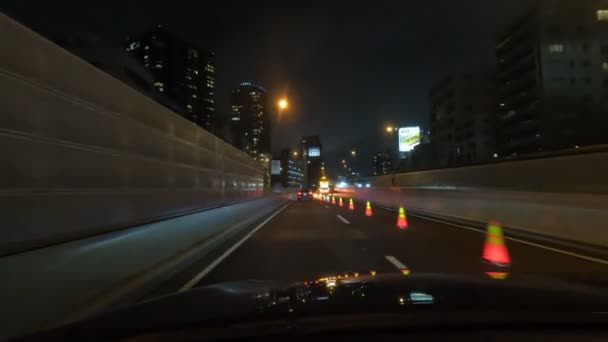 Tokyo Metropolitan Expressway Car Driving Night View Japan Shutoko Highway — Stock Video