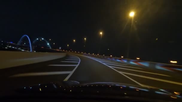 Tokio Metropolita Expressway Samochód Jazdy Night View Japonia Shutoko Highway — Wideo stockowe
