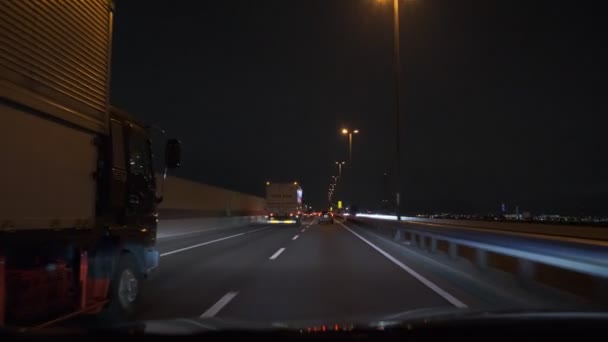 Tokyo Metropolitan Expressway Conducción Coches Night View Japan Shutoko Highway — Vídeo de stock