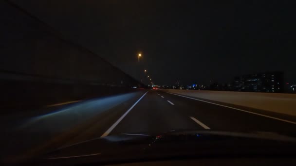 Tokyo Metropolitan Expressway Voiture Conduite Vue Nuit Japon Shuttoko Autoroute — Video