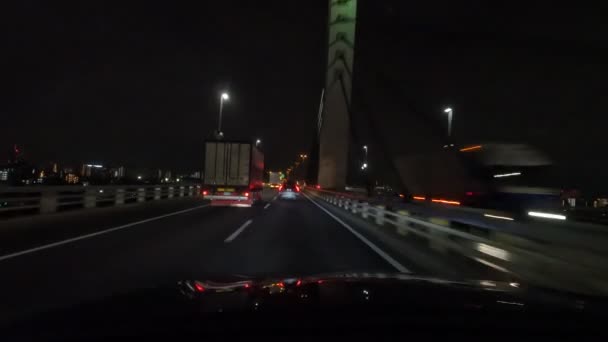 Tokyo Metropolitan Expressway Car Driving Night View Japan Shutoko Highway — Stock Video