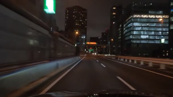 Tokyo Metropolitan Expressway Car Driving Night View Japan Shutoko Highway — Stockvideo