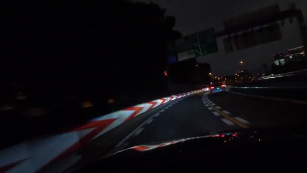 Tokyo Metropolitan Expressway Voiture Conduite Vue Nuit Japon Shuttoko Autoroute — Video