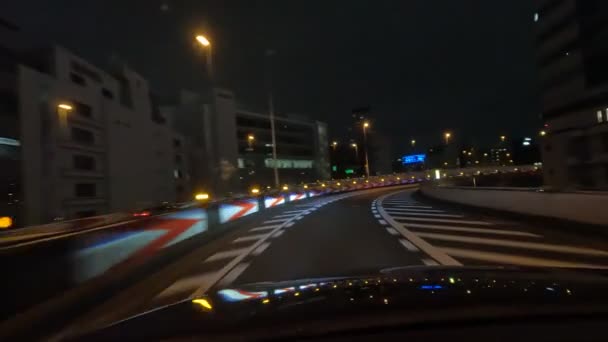 Tokyo Metropolitan Expressway Conducción Coches Night View Japan Shutoko Highway — Vídeos de Stock