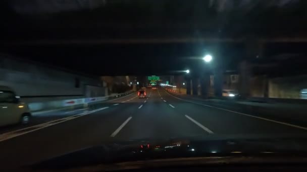 Tokyo Metropolitan Expressway Auto Rijden Nachtzicht Japan Shutoko Highway — Stockvideo