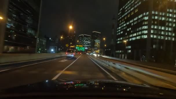 Tokyo Metropolitan Autópálya Autós Vezetés Éjszakai Nézet Japán Shutoko Autópálya — Stock videók