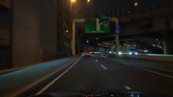 Tokyo Metropolitan Expressway Guida Auto Vista Notturna Giappone Shutoko Highway — Video Stock