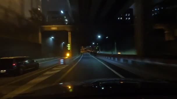Tokyo Metropolitan Autópálya Autós Vezetés Éjszakai Nézet Japán Shutoko Autópálya — Stock videók