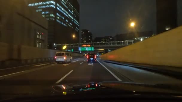 Tokio Metropolita Expressway Samochód Jazdy Night View Japonia Shutoko Highway — Wideo stockowe