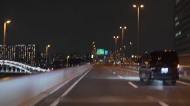 Tokyo Metropolitan Otoyolu Gece Manzaralı Japon Otoyolu