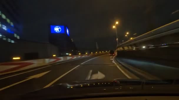 東京都自動車道夜景 日本車窓高速道路 — ストック動画